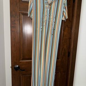Striped Maxi Dress with Embellishments